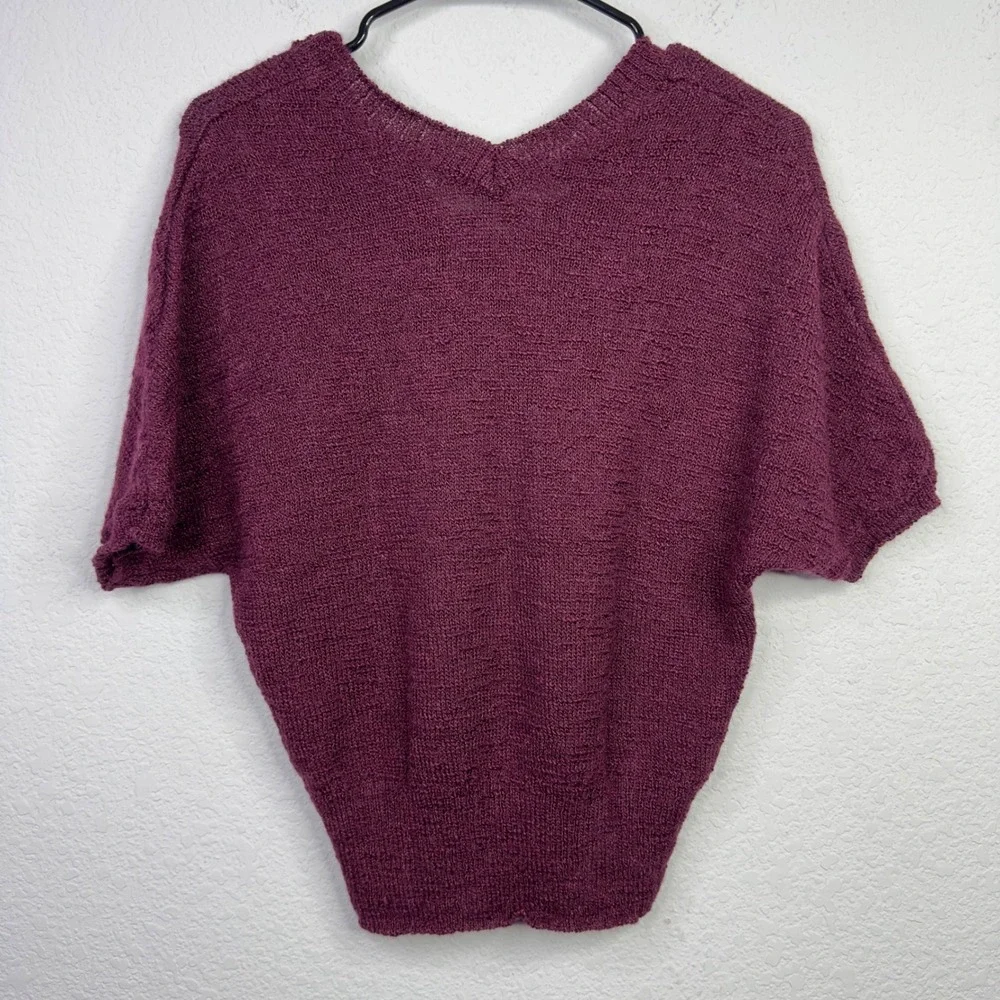 Gap Sweater Womens S Burgundy Wool Alpaca Short Sleeve‎ Office Preppy Minimalist